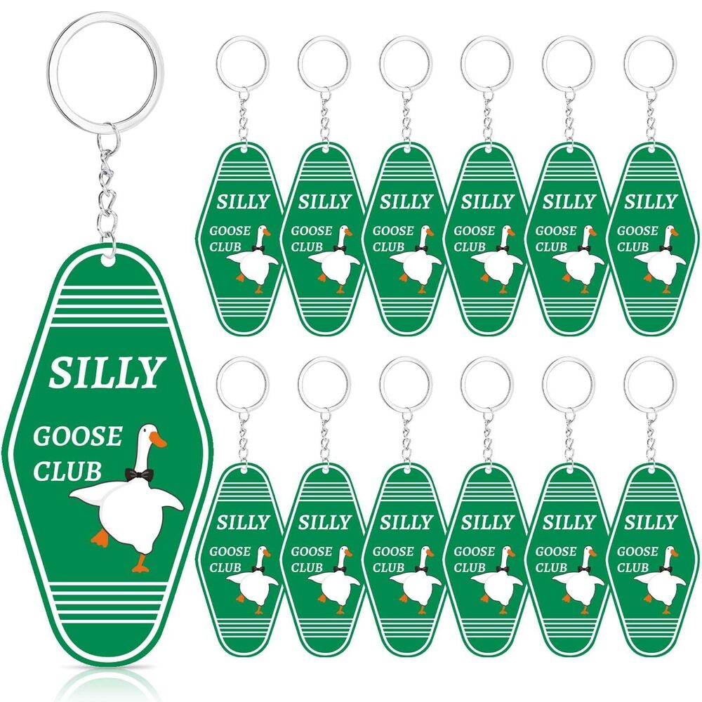 9939 24 Pcs Silly Keychain Funny Keychains Gag Green Vintage Goose